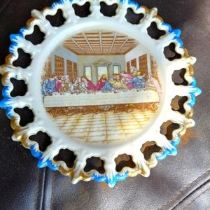 Last supper gold rim plate